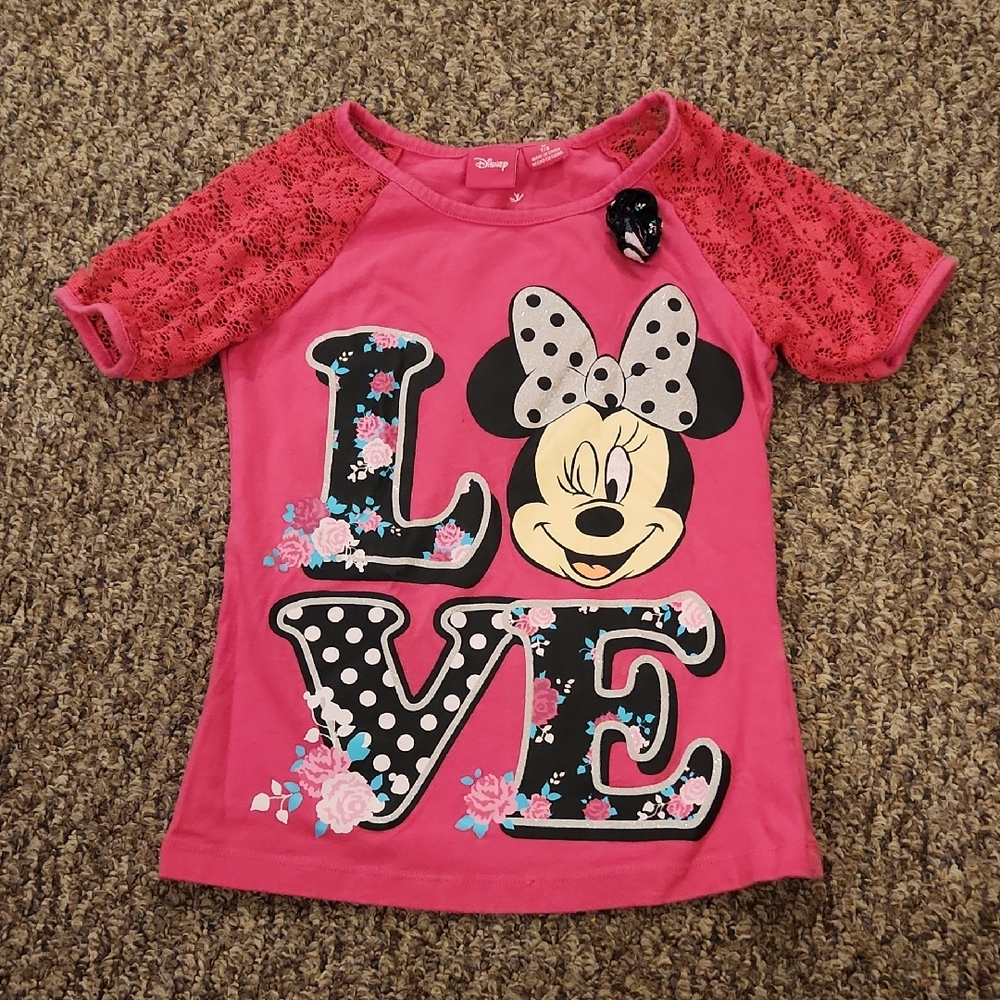 Disney Minnie Mouse Girl's Pink T-shirt  Size 7/8